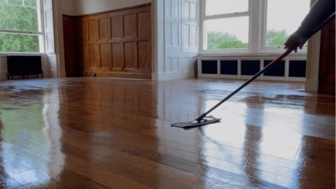 Cleaning the floor with solvent-based products