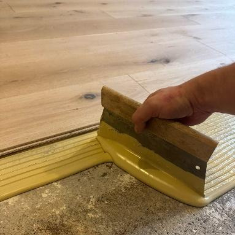 oak floor installation gluing
