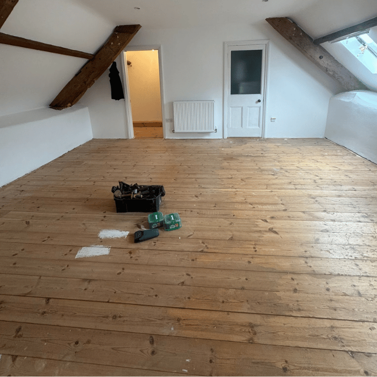 Pine Floorboard Attic Before
