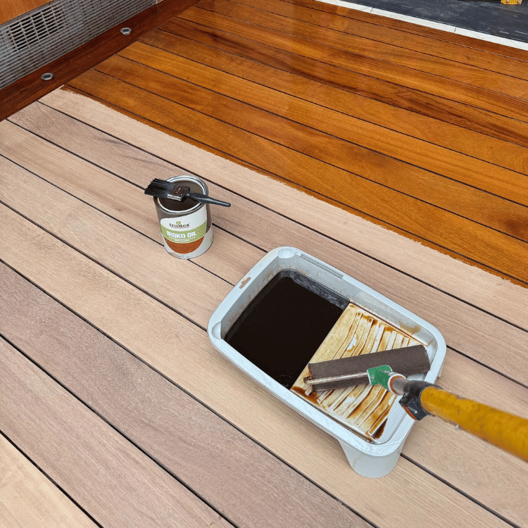 Finished decking with Treatex Iroko Oil