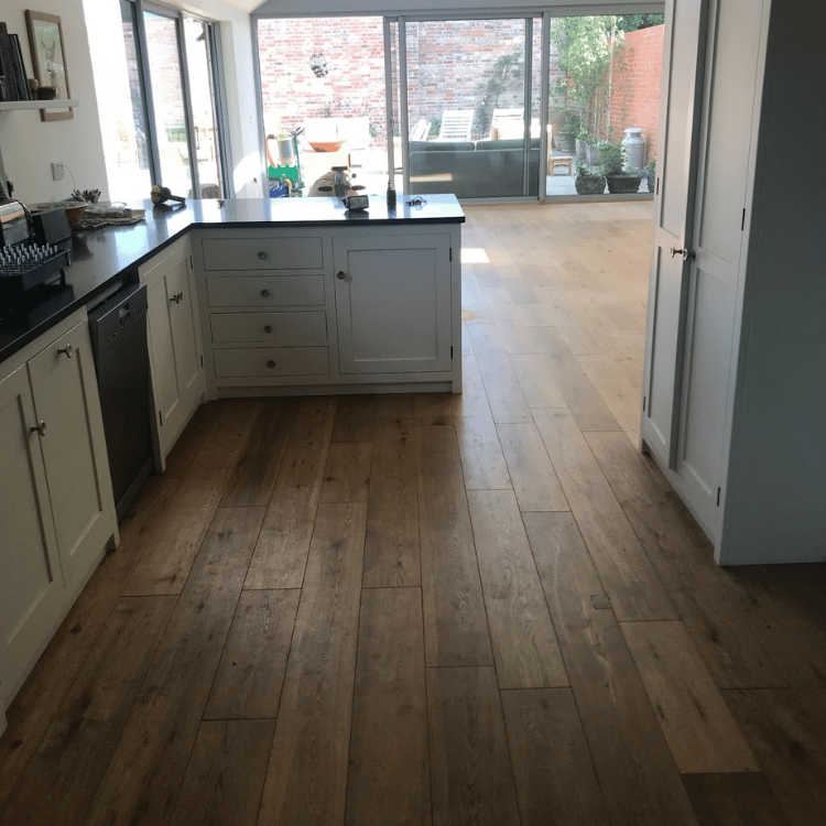 Open plan living space floor restoration