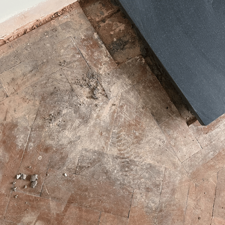 Parquet floor restoration around fireplaces