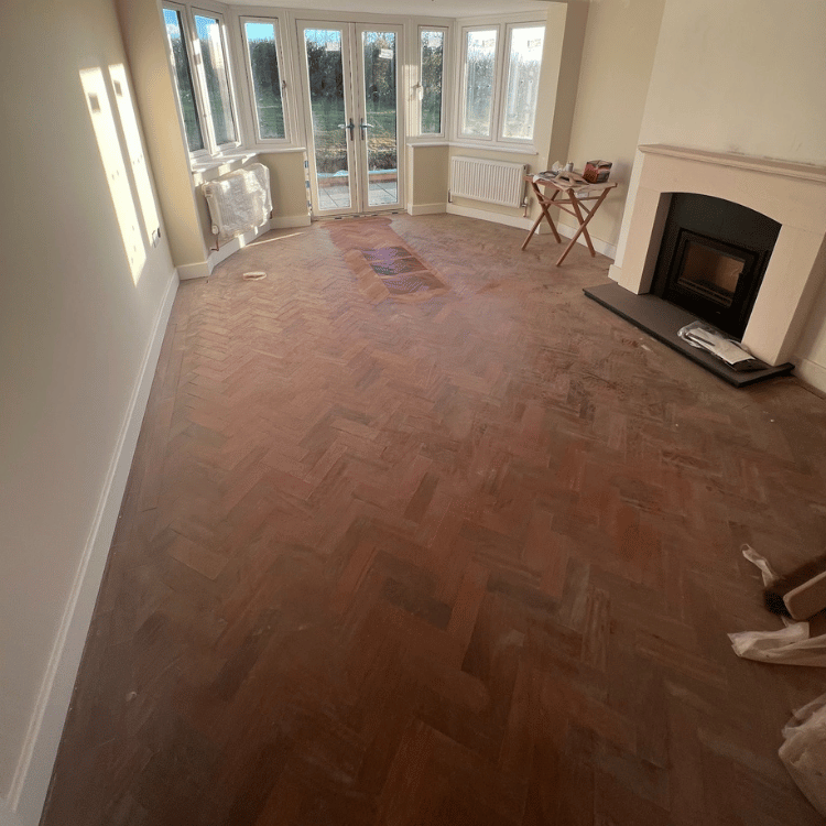 Parquet floor restoration before