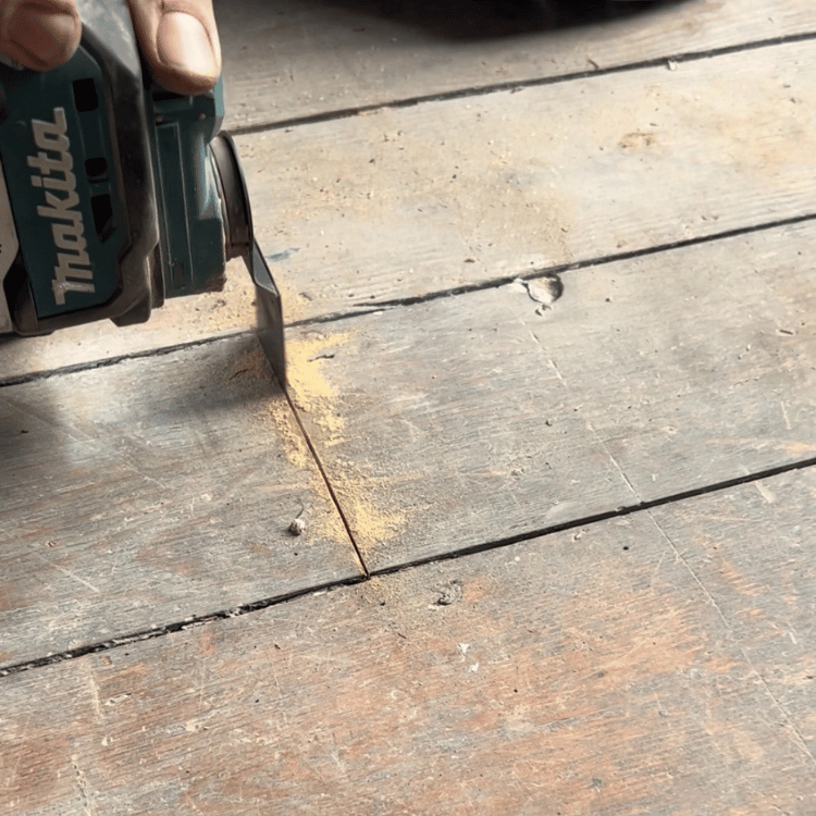 Preparation work floorboard restoration
