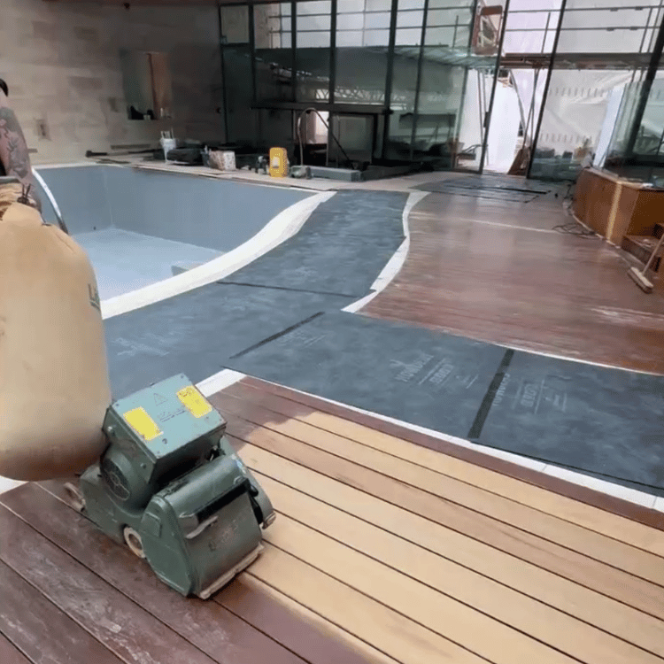 Sanding Commercial Wood Decking Restoration